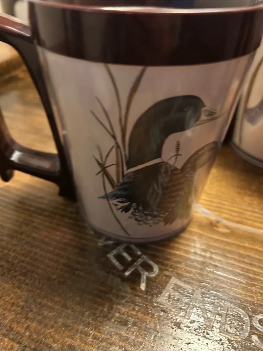 Vintage Flambeau Ducks & Geese Double Wall Mugs Set of 4